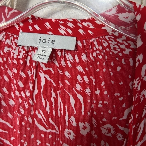 Joie Red & White Leopard Print Long Sleeve Blouse Size XS - Picture 6 of 13